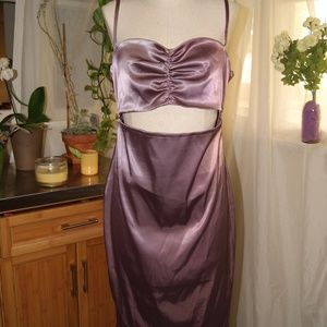 Fashion Nova Purple Slip On Cut Out Satin Dress